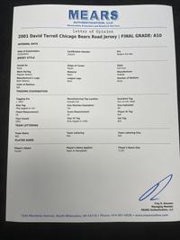 A David Terrell Rookie Season Game Used Chicago Bears Football Jersey (MEARS A10)