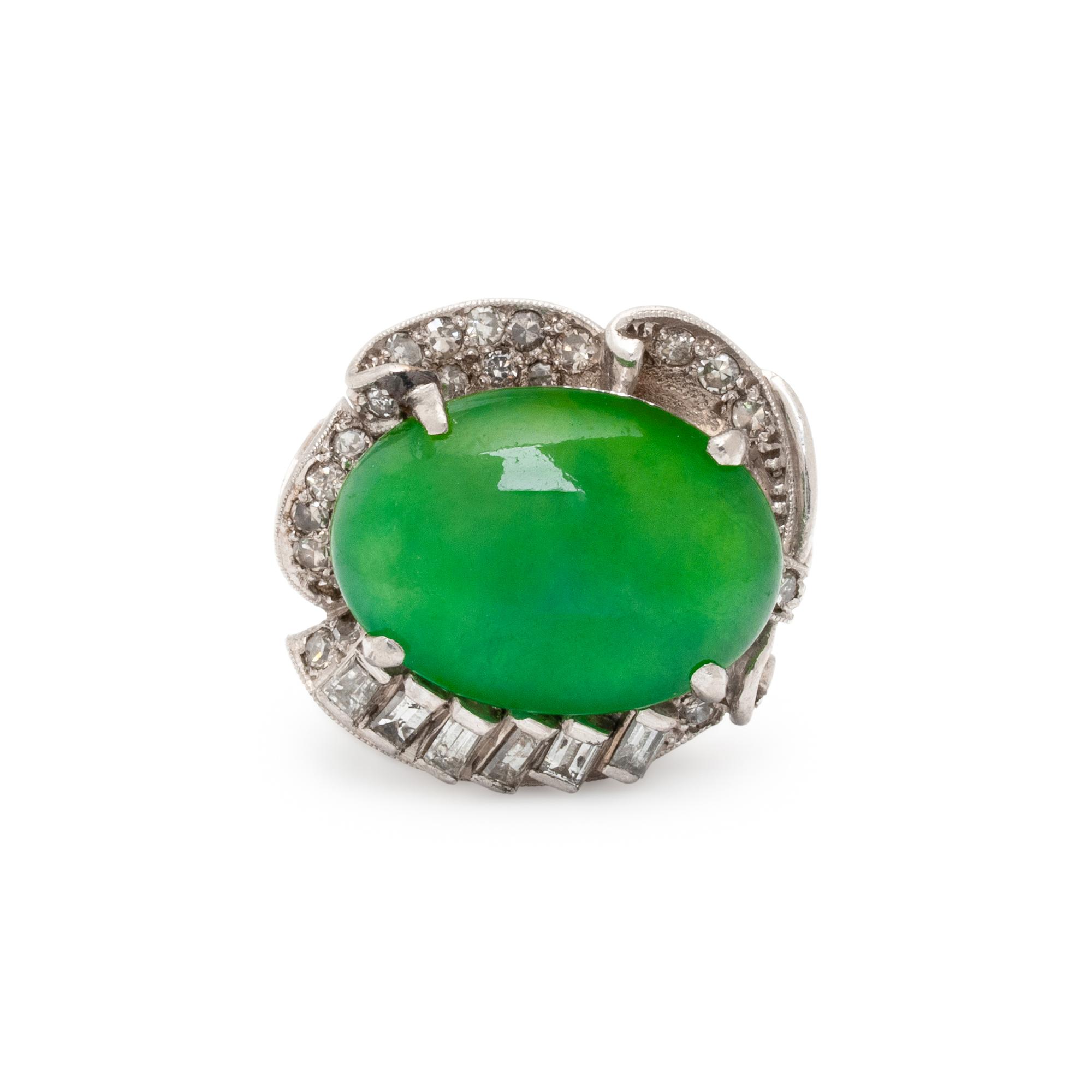JADEITE AND DIAMOND RING