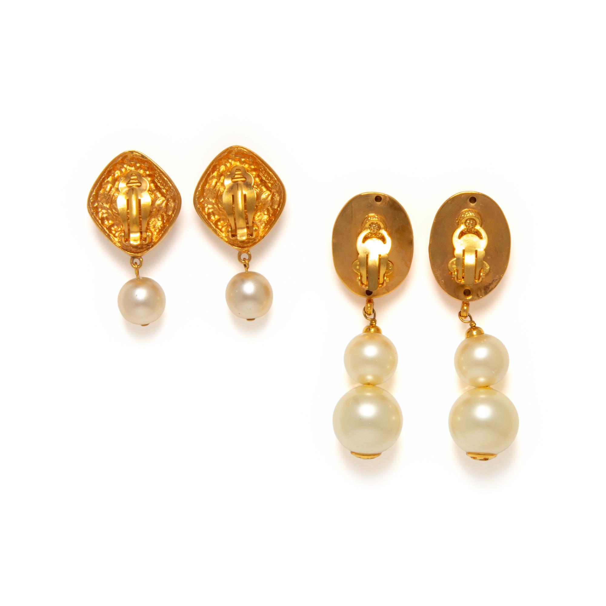 Chanel, Two Pairs of Gripoix Pearl Drop Ear Clips