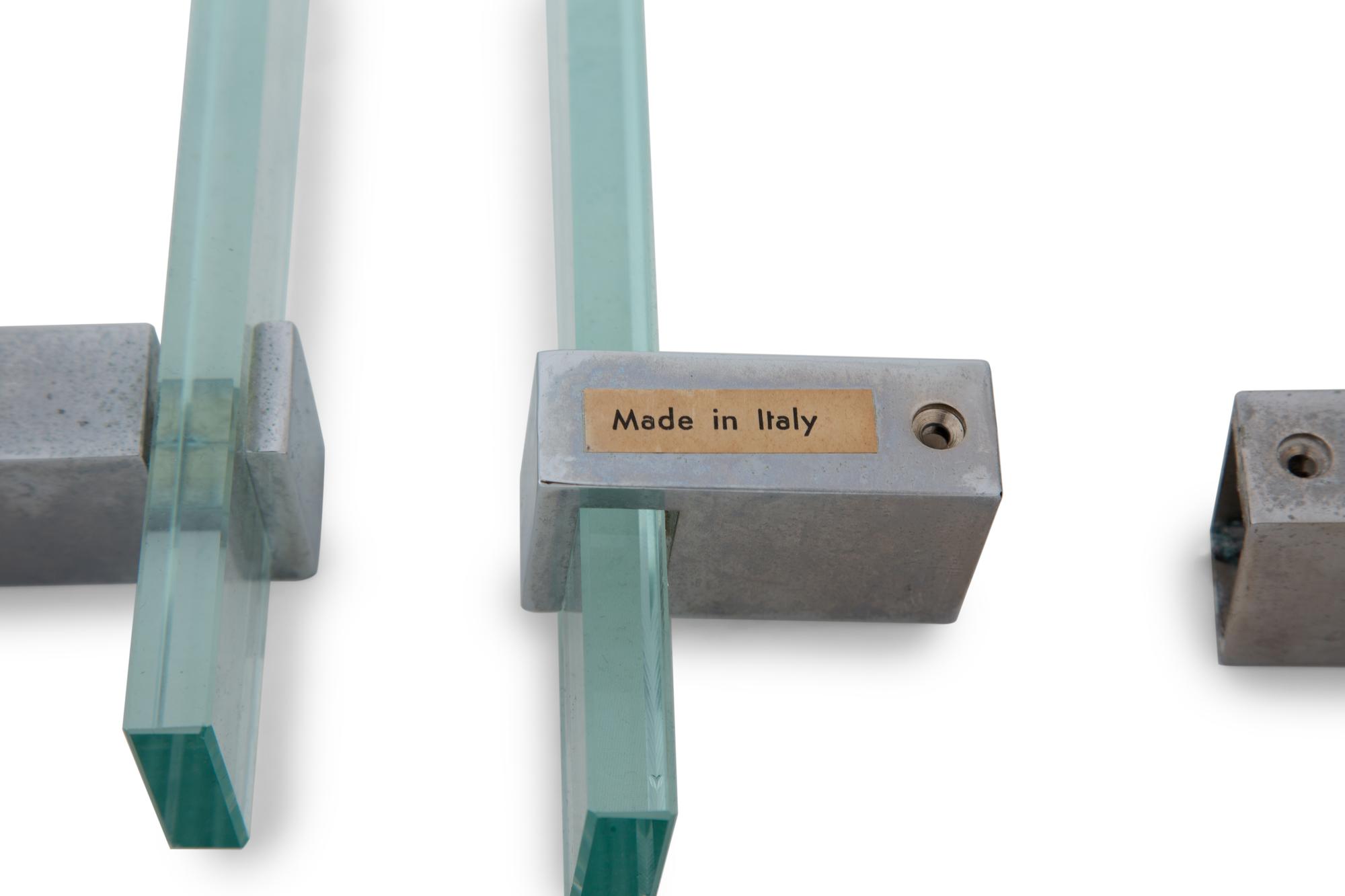 A Group of Five Fontana Arte Clear Crystal Towel Bars with Chrome Mounts — 20TH CENTURY