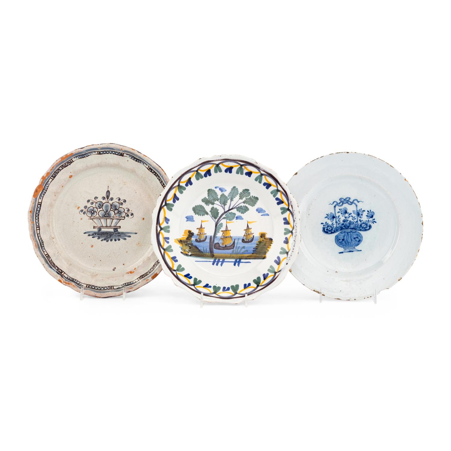 A Collection of Three French Faience Plates