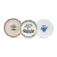 A Collection of Three French Faience Plates