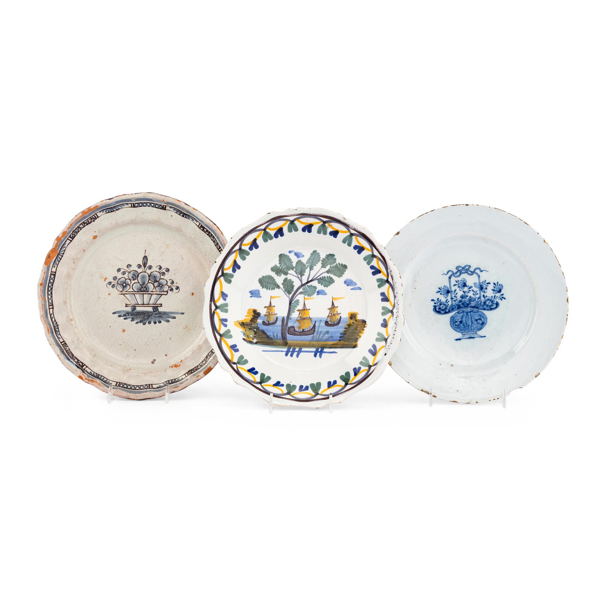 A Collection of Three French Faience Plates