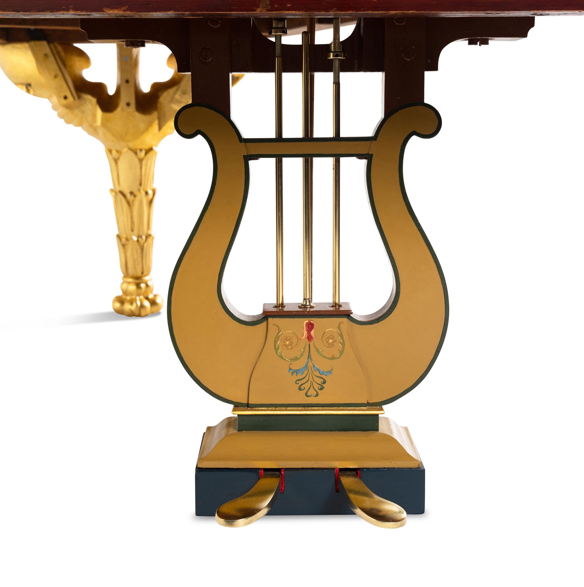 An Empire Style Kingwood, Giltwood and Painted Art Case Piano