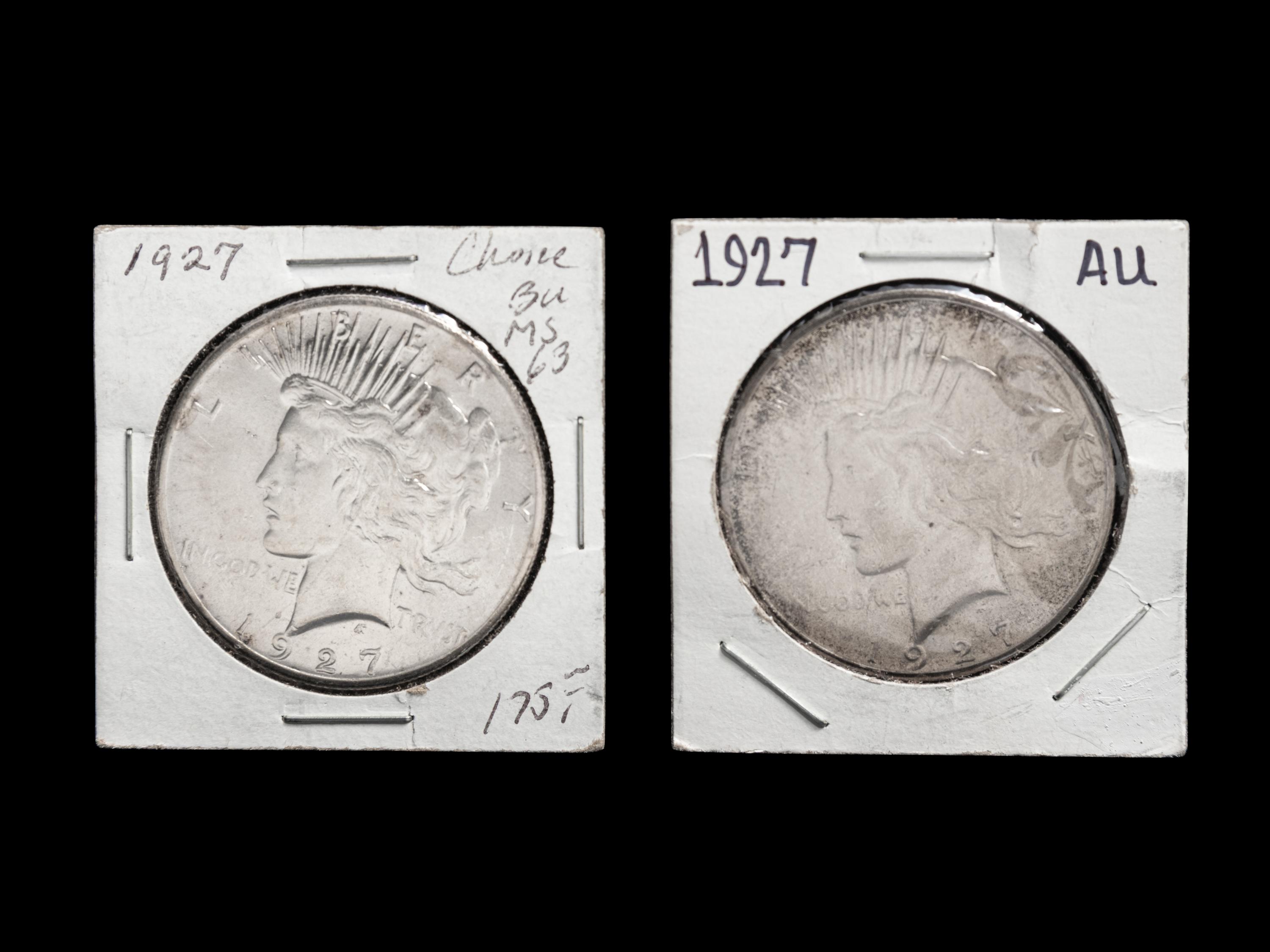 Two 1927 Peace $1 Coins