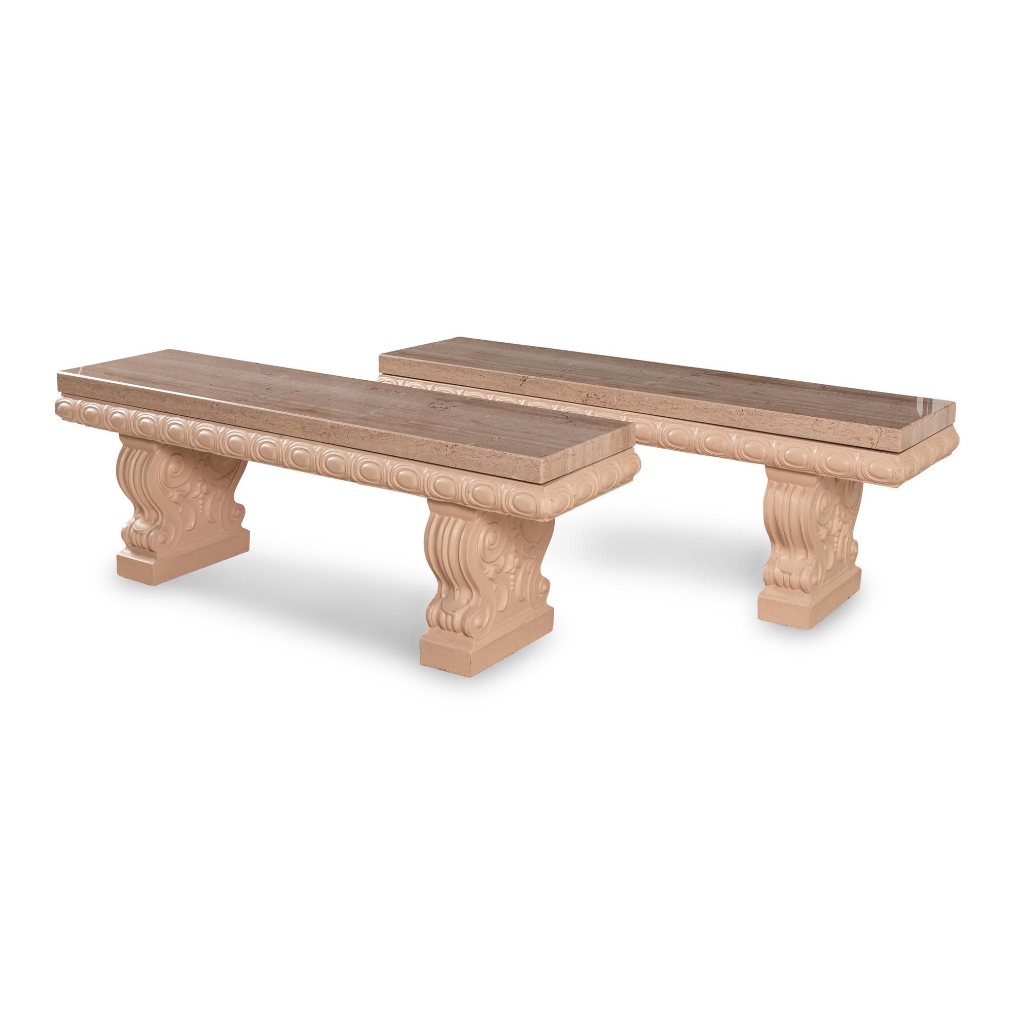 A Pair of Marble Low Tables