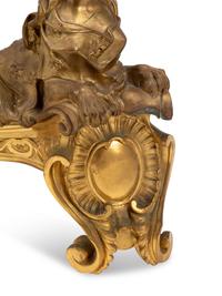A Pair of French Gilt Bronze Sphinx-Form Chenets