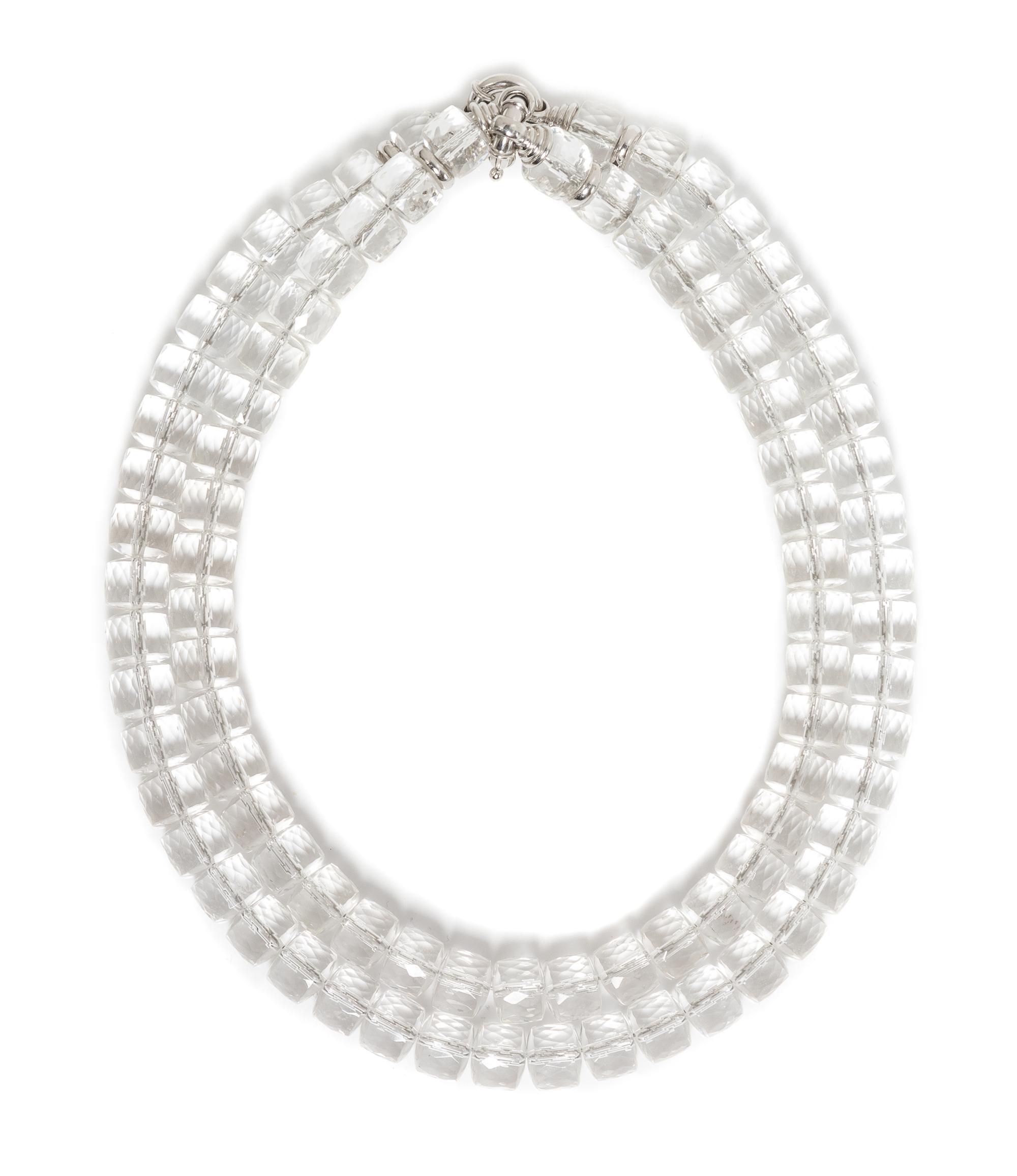 An 18 Karat White Gold and Rock Crystal Necklace, 114.50 dwts.