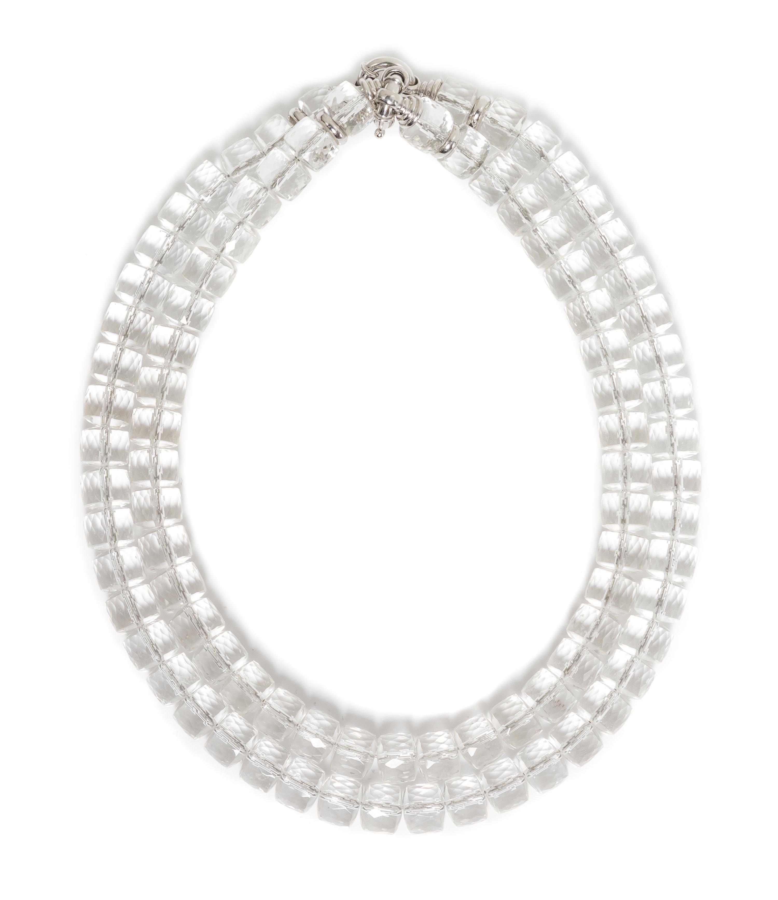 An 18 Karat White Gold and Rock Crystal Necklace, 114.50 dwts.