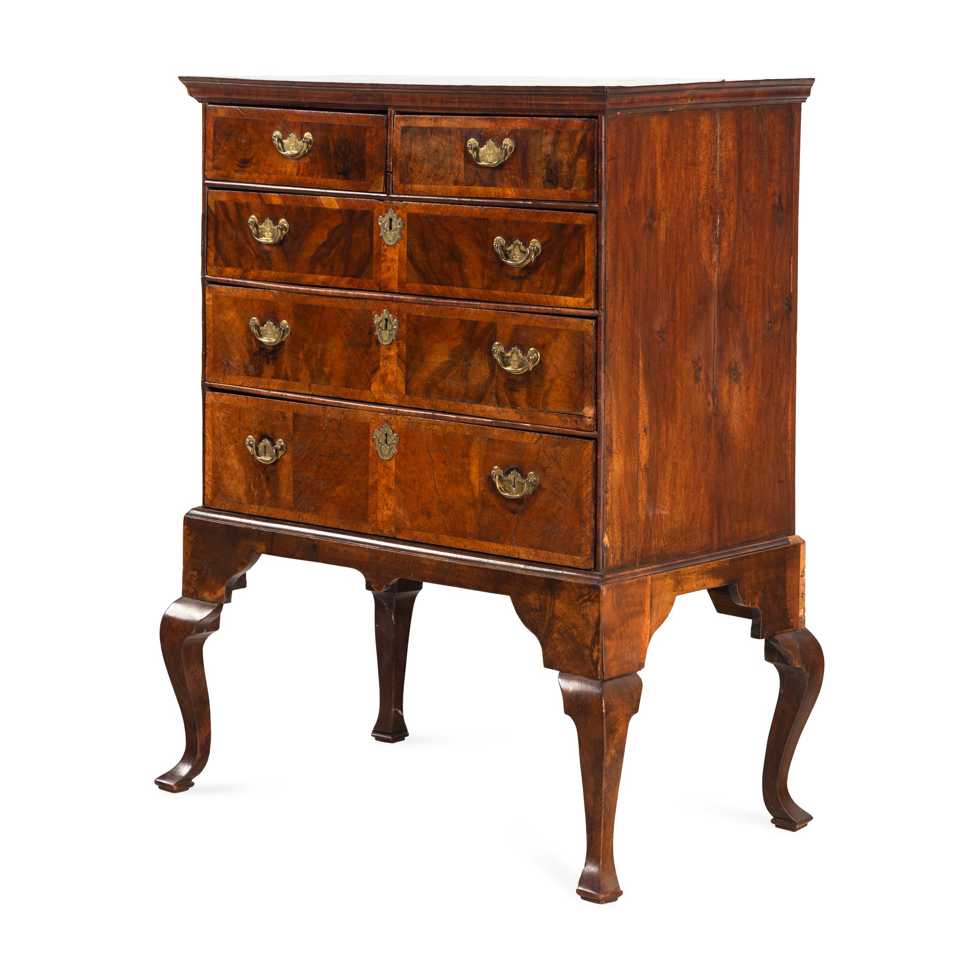 A George I Walnut Chest on Stand