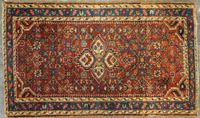 A Sarouk Wool Mat 3 feet 11 inches x 2 feet 4 inches.
