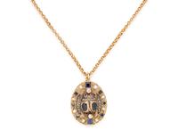 GEMSTONE, PEARL AND DIAMOND SCARAB PENDANT/NECKLACE
