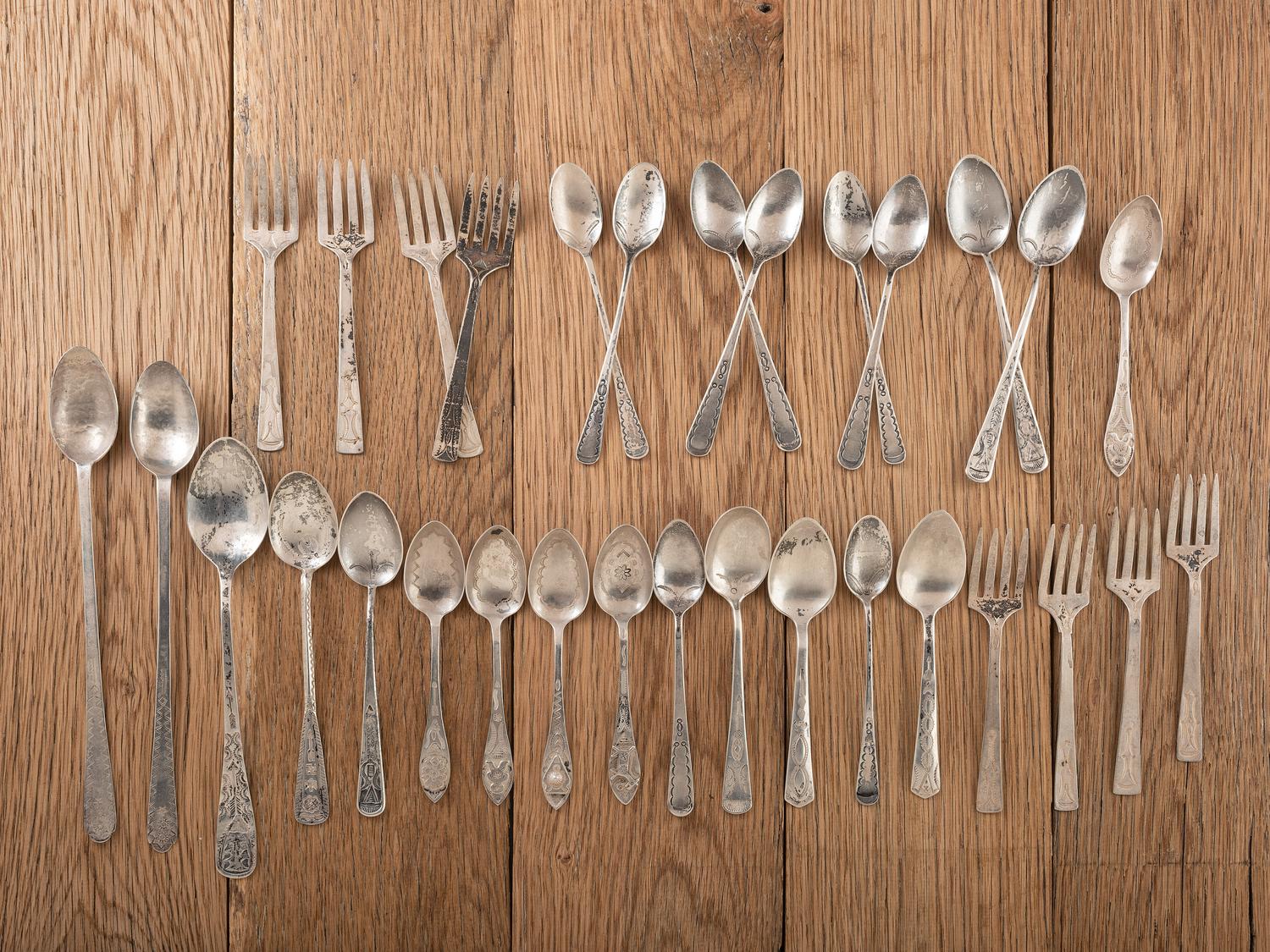Navajo Heavily Stamped Silver Utensils