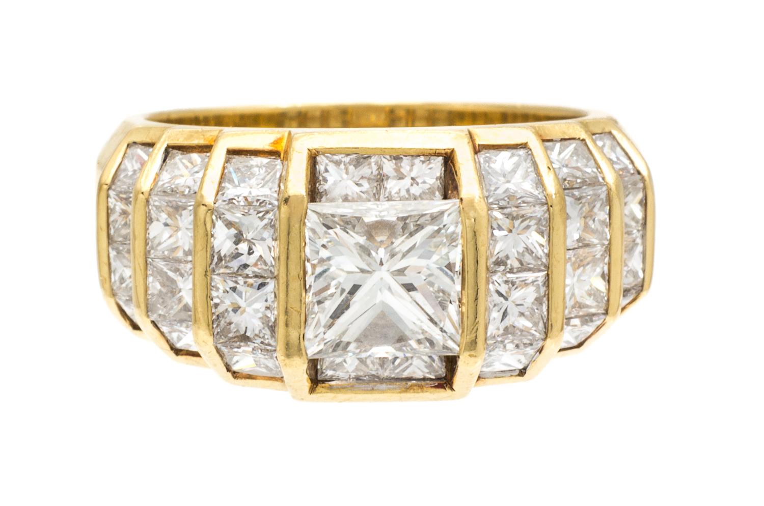 An 18 Karat Yellow Gold and Diamond Ring, 7.10 dwts.