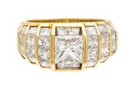 An 18 Karat Yellow Gold and Diamond Ring, 7.10 dwts.