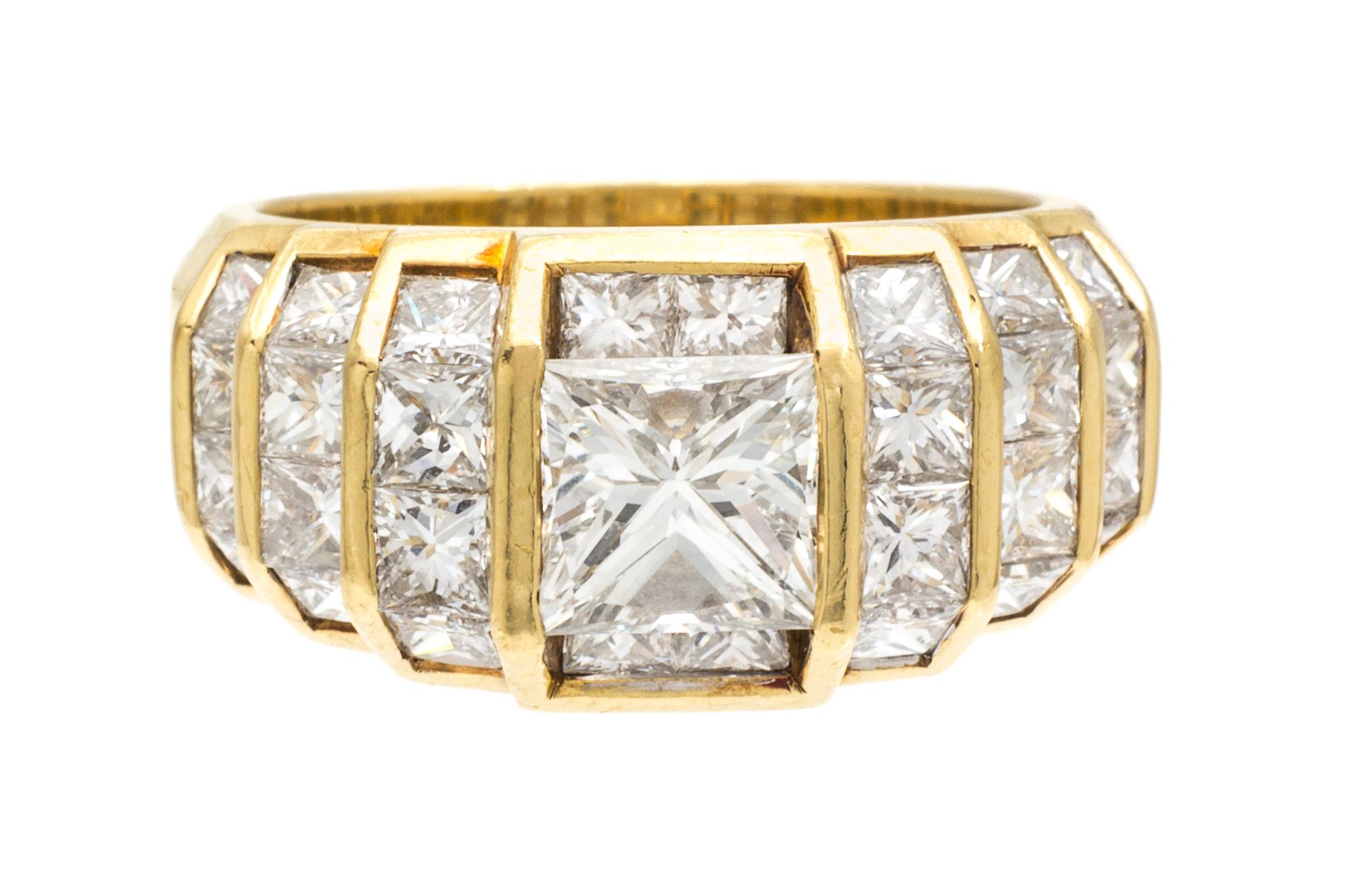 An 18 Karat Yellow Gold and Diamond Ring, 7.10 dwts.