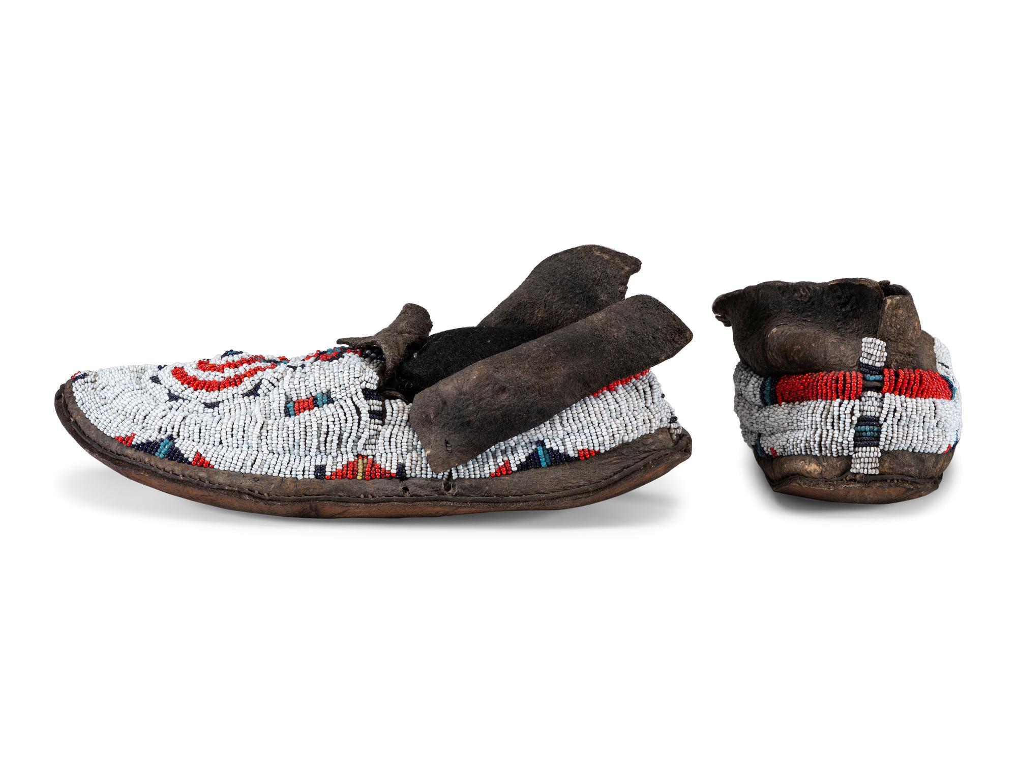 Cheyenne Youth's Moccasins AND Plains Beaded Bags