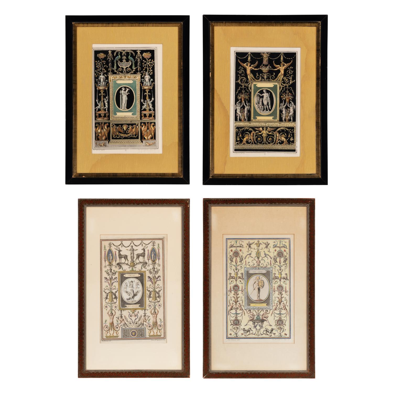 A Set of Four Framed Engravings of Neoclassical Designs