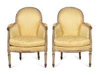 A Pair of Louis XVI Painted Bergères