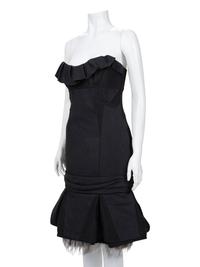 J. Mendel Cocktail Dress with Fox Fur Trim, 2000-10s