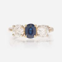 Three-Stone Sapphire and Diamond Ring