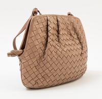 A Bottega Veneta Intrecciato Taupe Shoulder Bag, 9.5" x 7" x 1"; Strap drop: 19".