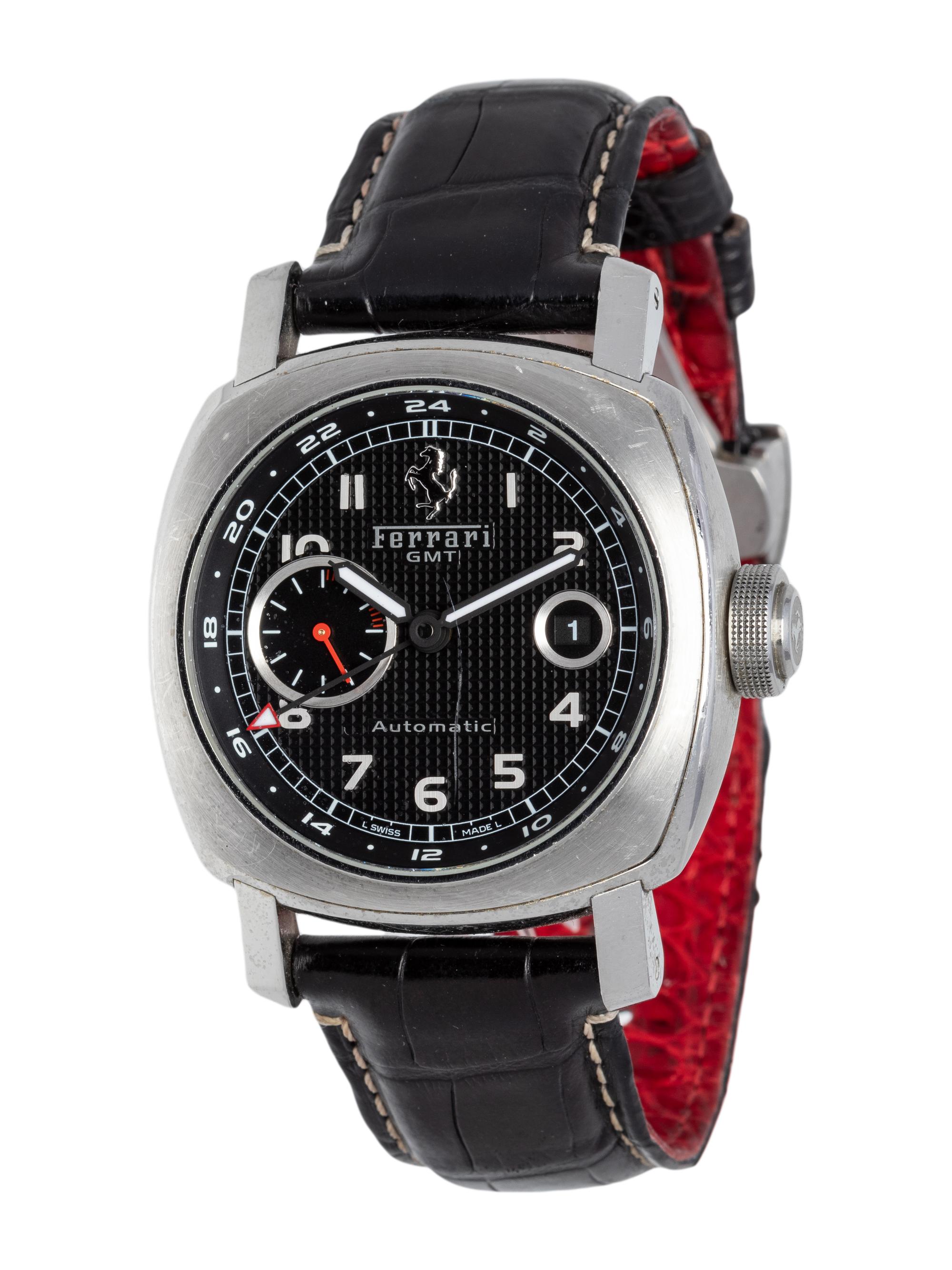 FERRARI, PANERAI, STAINLESS STEEL REF. F 6655 GMT WRISTWATCH