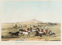 CURRIER & IVES. Wild Horses, at Play on the American Prairies. New York, c. 1835. Litho. with hand-coloring.