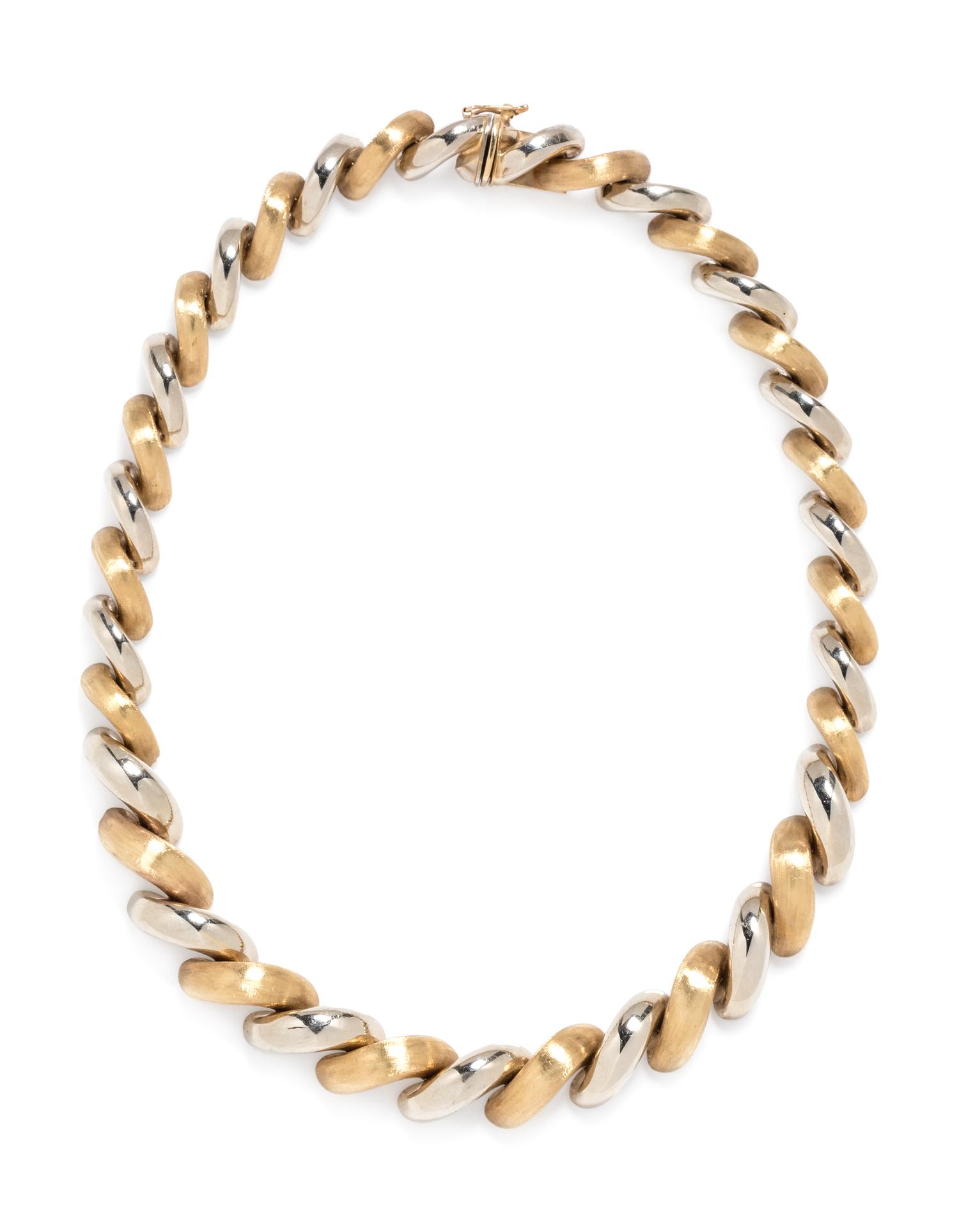 A 14 Karat Bicolor Gold Necklace, Italian,