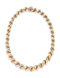 A 14 Karat Bicolor Gold Necklace, Italian,
