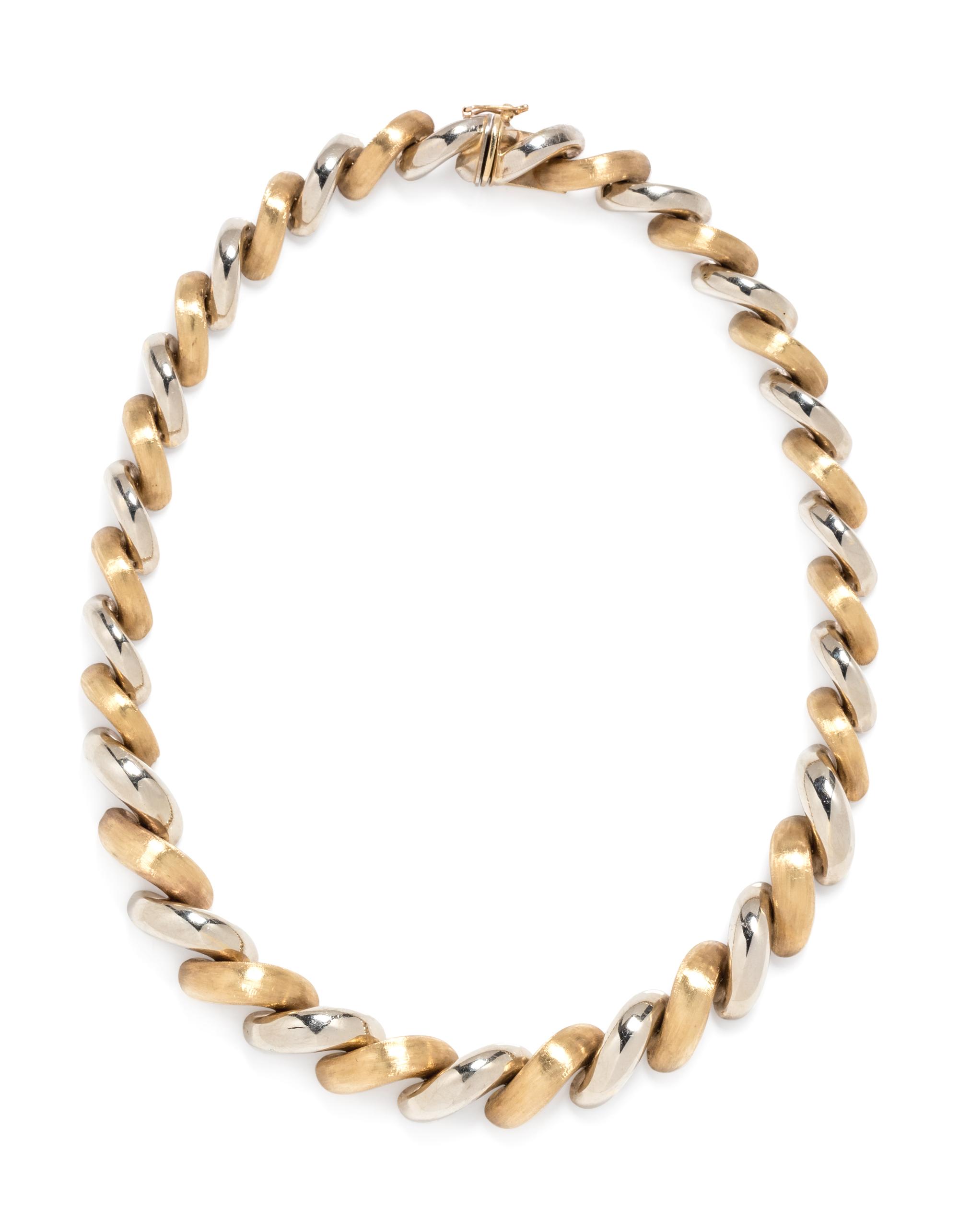 A 14 Karat Bicolor Gold Necklace, Italian,
