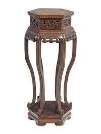 Four Chinese Export Marble Inset Hardwood Side Stands
