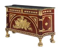 A Louis XVI Style Gilt Metal Mounted Mahogany Commode à Vantaux After the Model by Guillaume Benneman
