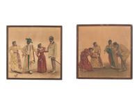 [AFRICAN AMERICANA - ENTERTAINMENT]. A group of 4 chromolithographs of African Americans performing the Cakewalk. Ca 1903.