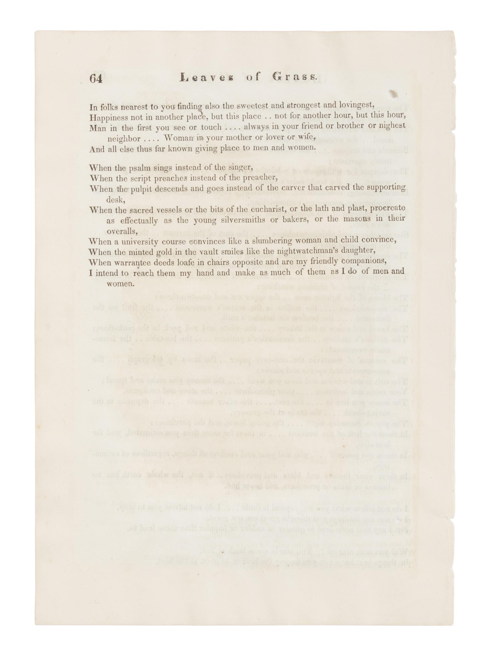 [LEAF BOOK]. -- [WHITMAN, Walt (1819-1892)]. A Leaf of Grass From Shady Hill. With a Review of Walt Whitman's Leaves of Grass. Written by Charles Eliot Norton in 1855; And, with a leaf from the first printing of Leaves of Grass, published in Brooklyn in 1855 . Cambridge: Kenneth Murdock at the Harvard University Press, 1928.