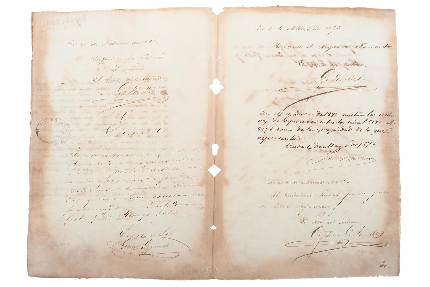 [SLAVERY & ABOLITION - CUBA]. A group of 11 manumission and sale documents for enslaved persons in Cuba.