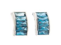 A Pair of 18 Karat White Gold and Blue Topaz Earclips, 7.45 dwts.