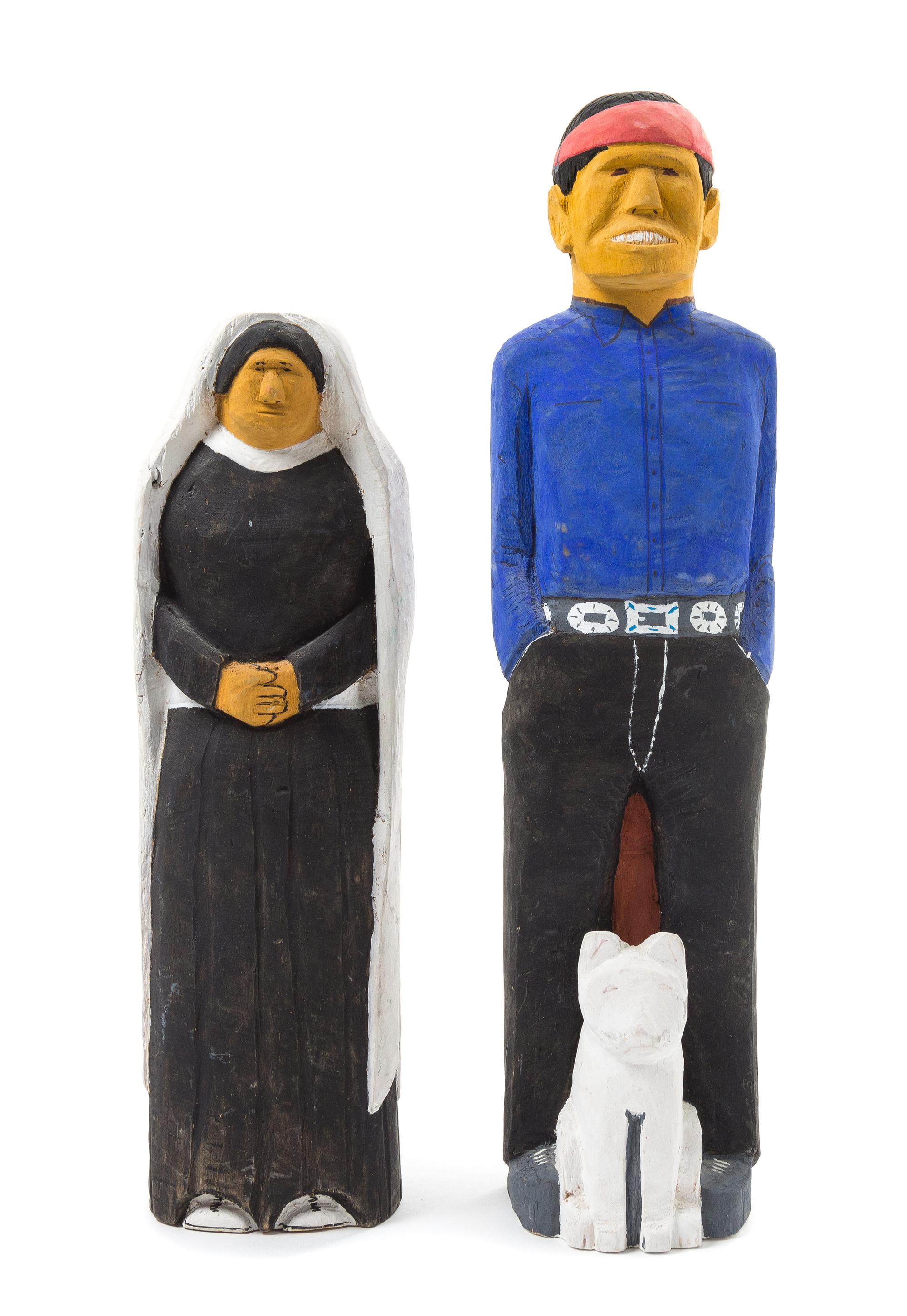 Johnson Antonio, (American, b. 1931), Pair of Figures, Male and Female, 1990/1992