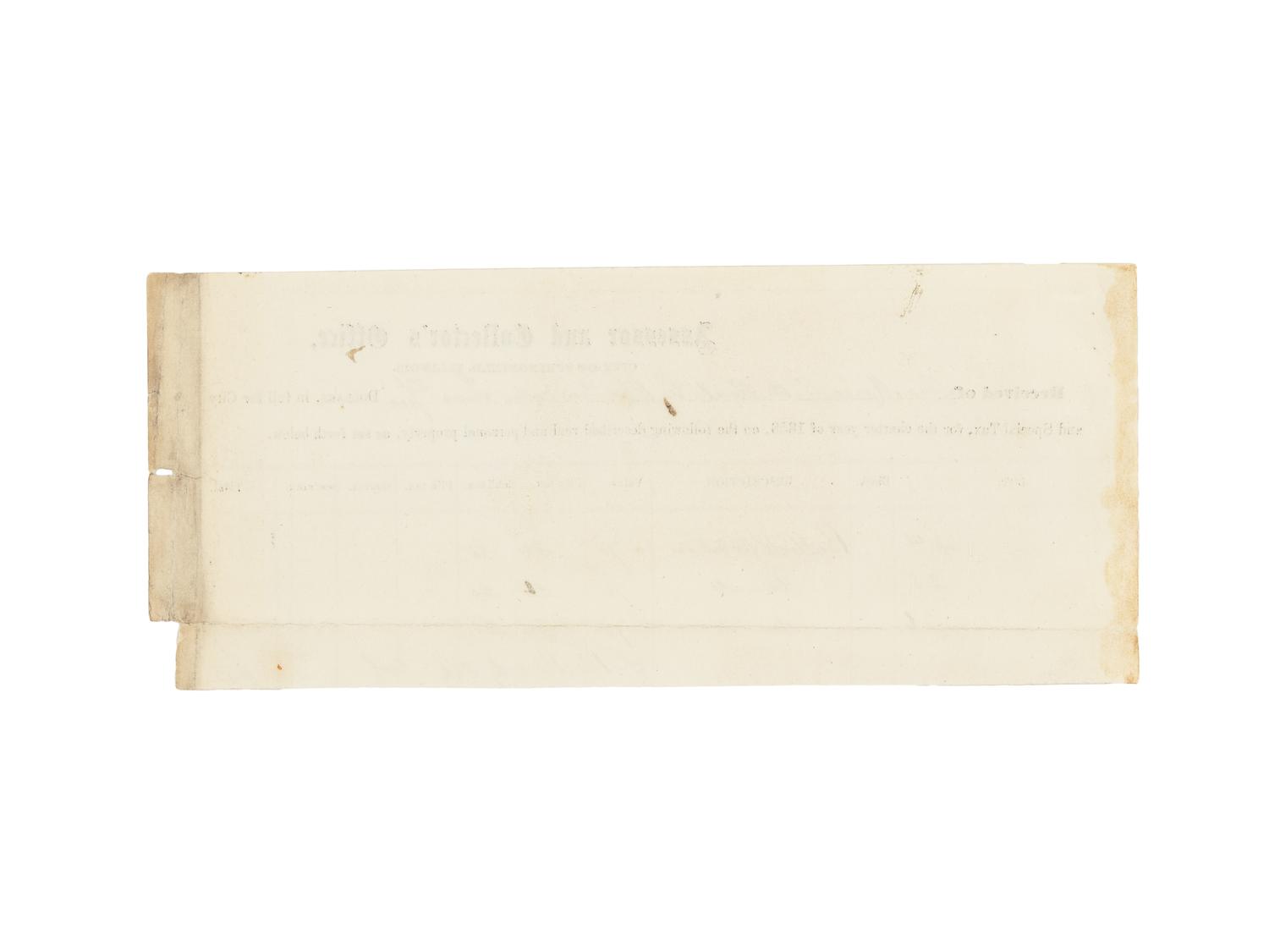 LINCOLN, Abraham (1809-1865). A small archive of 9 manuscript and partially printed documents relating to the Bullock Land Transaction, Springfield, Illinois, 1855-1859, comprising: