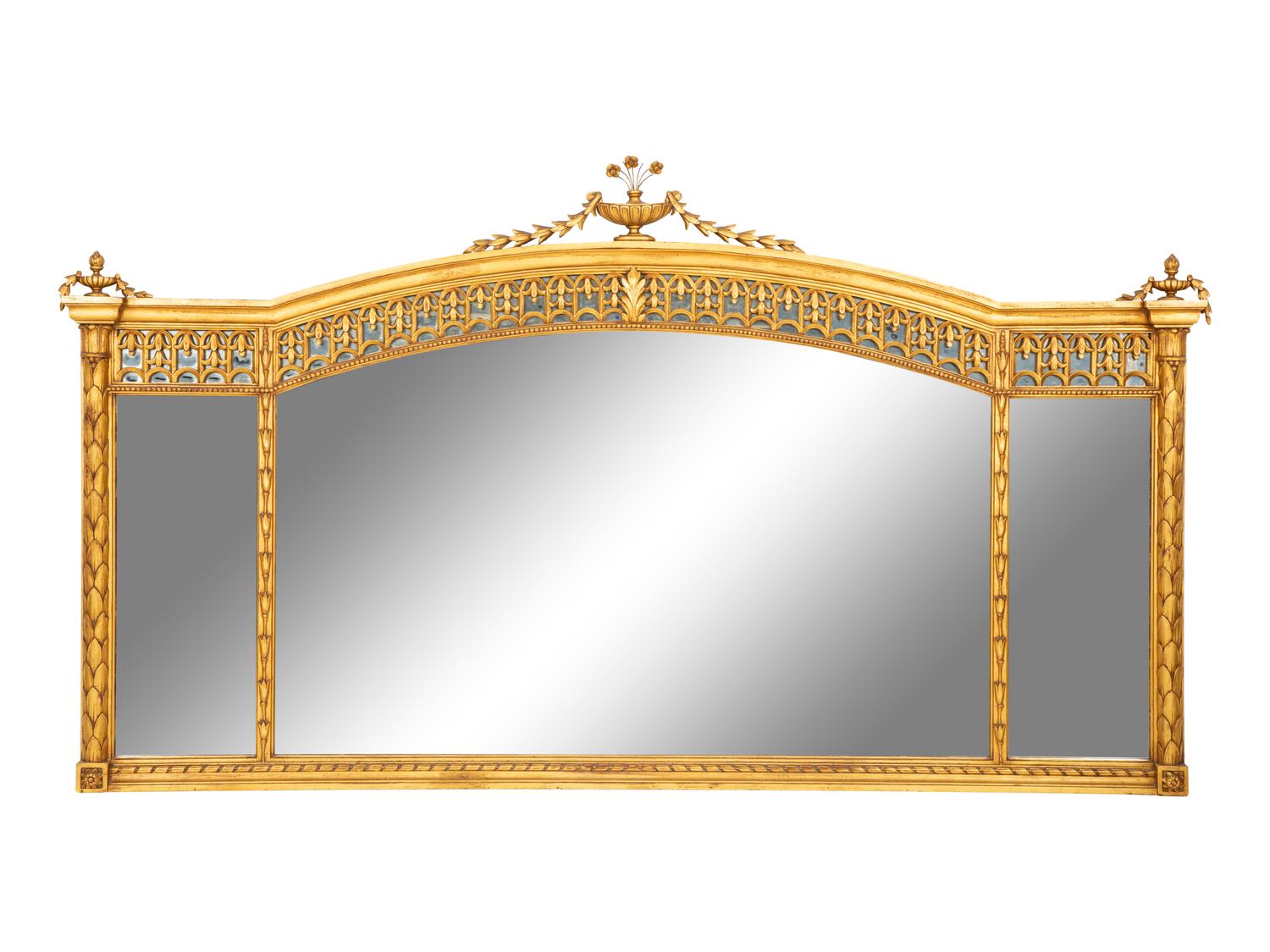 A Neoclassical Style Giltwood Overmantel Mirror