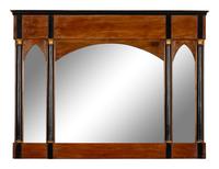 A Continental Part-Ebonized Walnut Overmantel Mirror