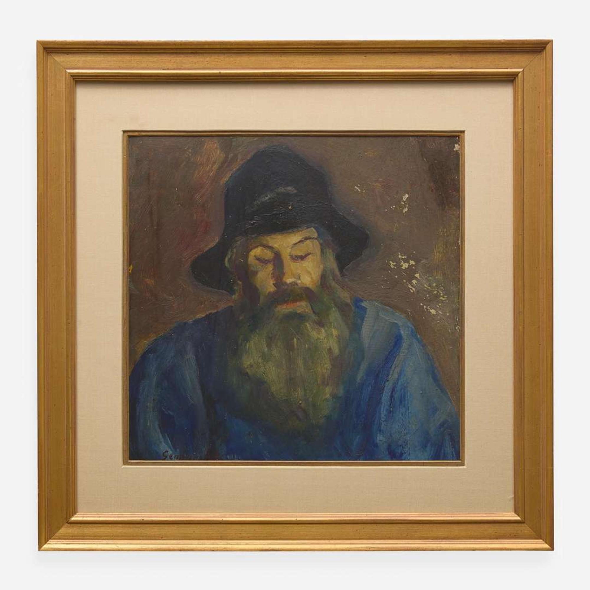 George Benjamin Luks (American, 1867-1933) Bearded Man in Cap