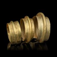 Three Chinese Gold Wrist Guard Bracelets, Southwest China, Yunan, Dian Kingdom 漢 古滇國金臂甲鐲一組三件