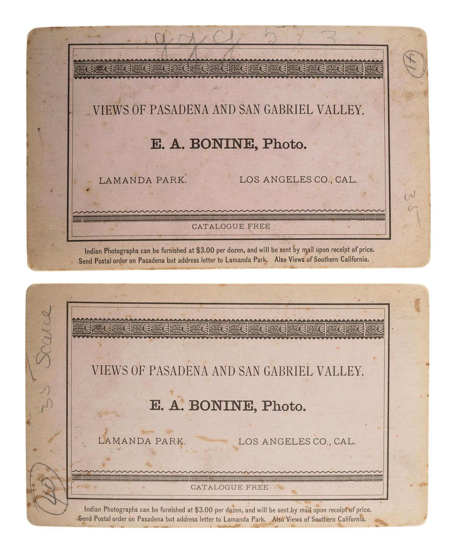 [NATIVE AMERICANS]. BONINE, E.A., and BUEHMAN & CO., photographers. A group of 3 photographs of Yuma women, comprising: