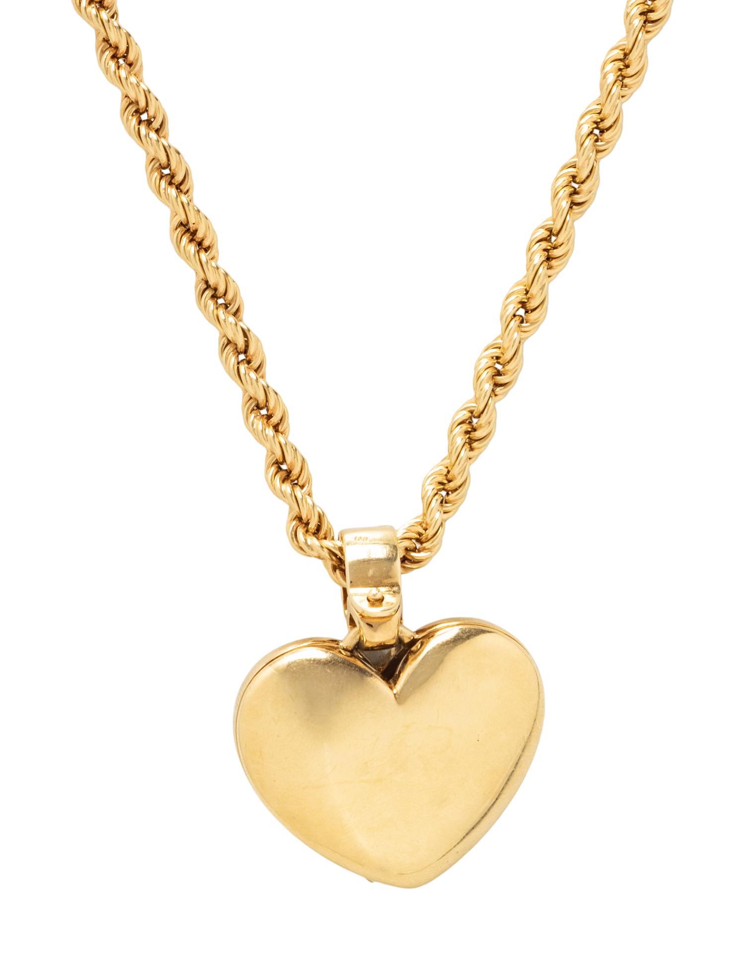 YELLOW GOLD AND DIAMOND HEART PENDANT NECKLACE