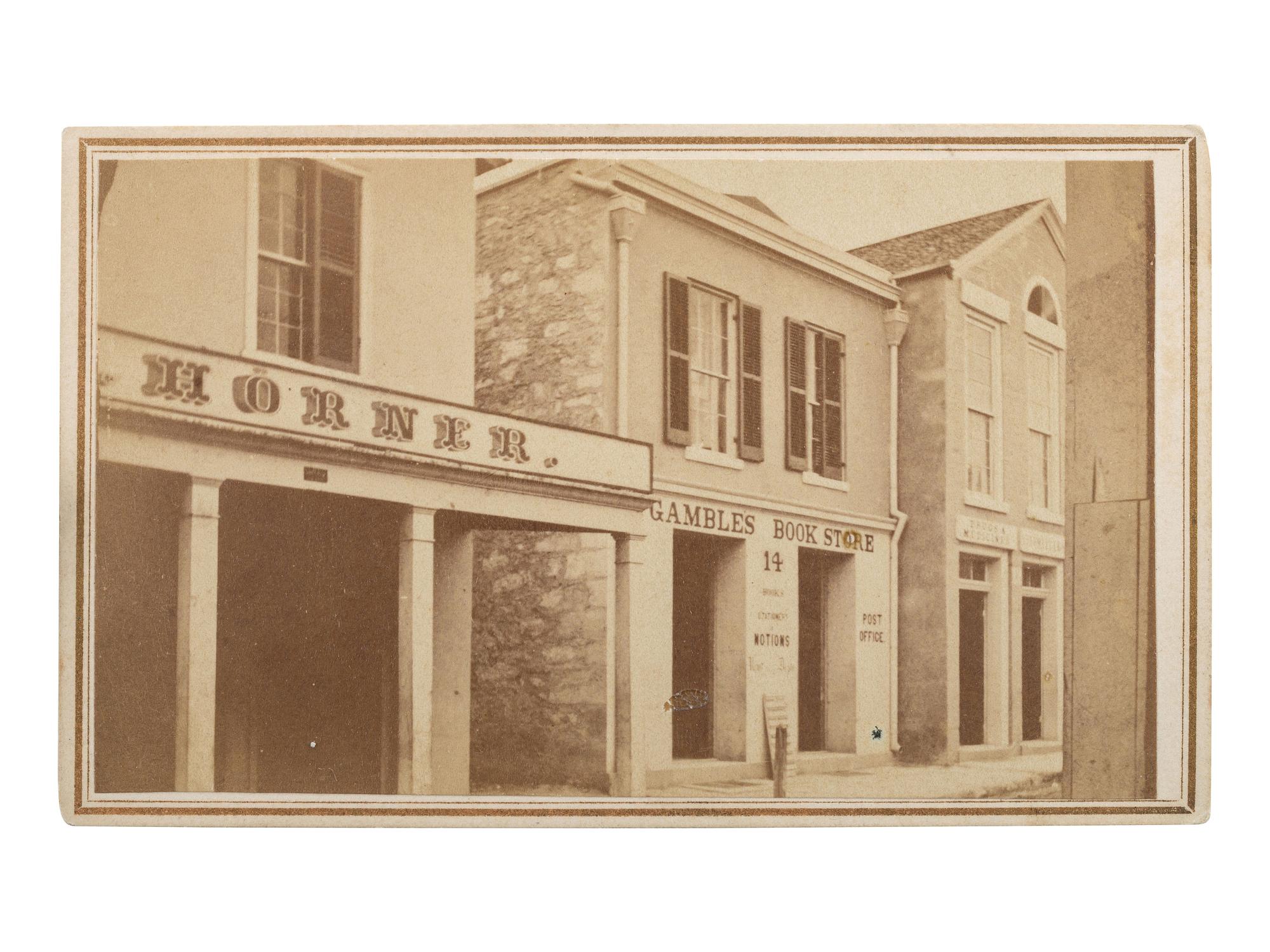 [EARLY PHOTOGRAPHY] -- [WESTERN AMERICANA]. A group of 10 CDVs, incl. Japanese examples and a carte of the third US Post Office in San Antonio, located inside Gamble's Book store on Commerce Street.