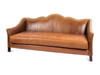 A Custom Leather Upholstered Camelback Sofa