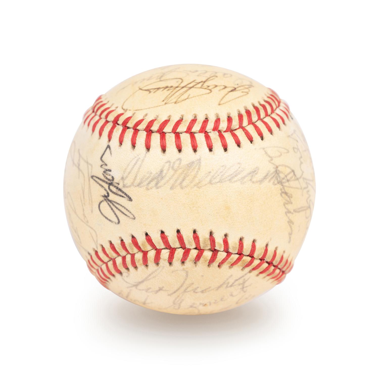A Boston Red Sox Multi Signed Autograph Baseball With 29 Signatures Including Ted Williams (Beckett Authentication Services Letter BAS Certified),