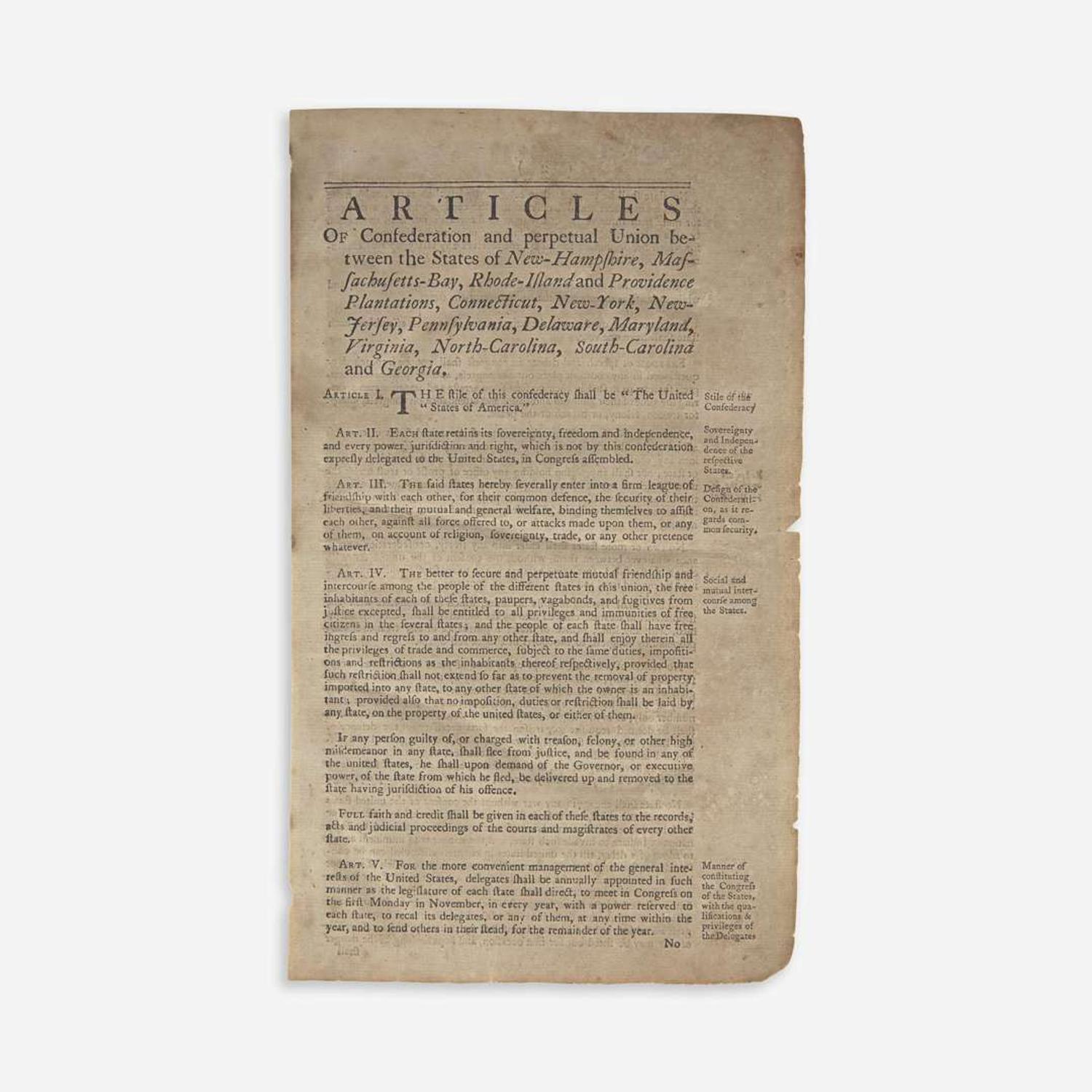 [Americana] Articles of Confederation and Perpetual Union...