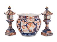 Three Japanese Imari Porcelain Articles